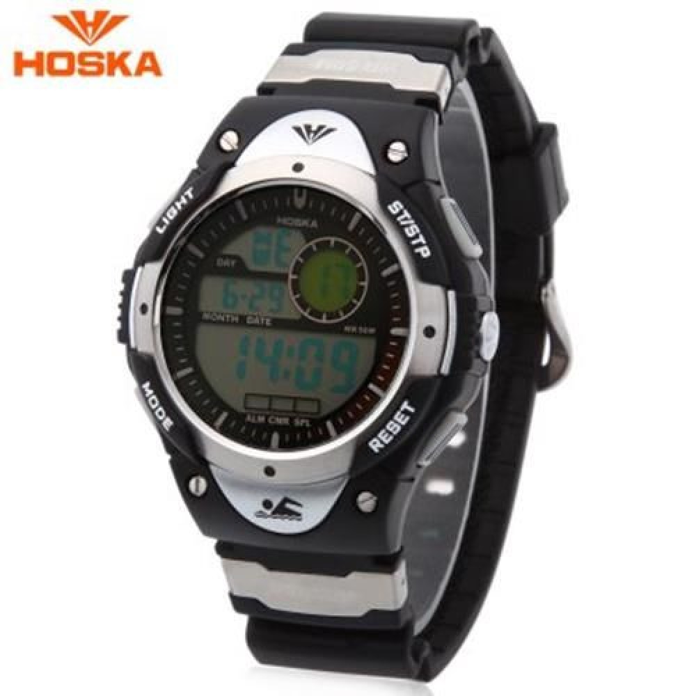 HOSKA H013B CHILDREN LED DIGITAL WATCH DATE DAY ALARM DISPLAY 5ATM SPORTS WRISTWATCH (SILV HOSKA H013B CHILDREN LED DIGITAL WATCH DATE DAY ALARM DISPLAY 5ATM SPORTS WRISTWATCH (SILV