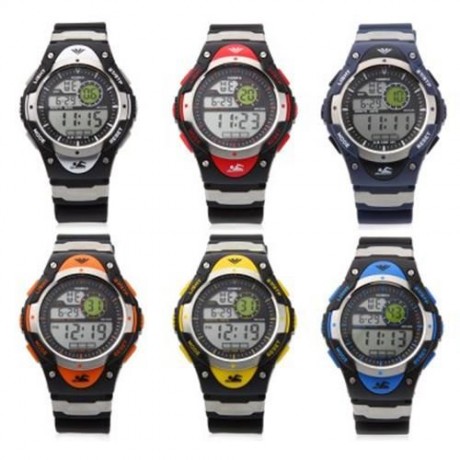 HOSKA H013B CHILDREN LED DIGITAL WATCH DATE DAY ALARM DISPLAY 5ATM SPORTS WRISTWATCH (SILV