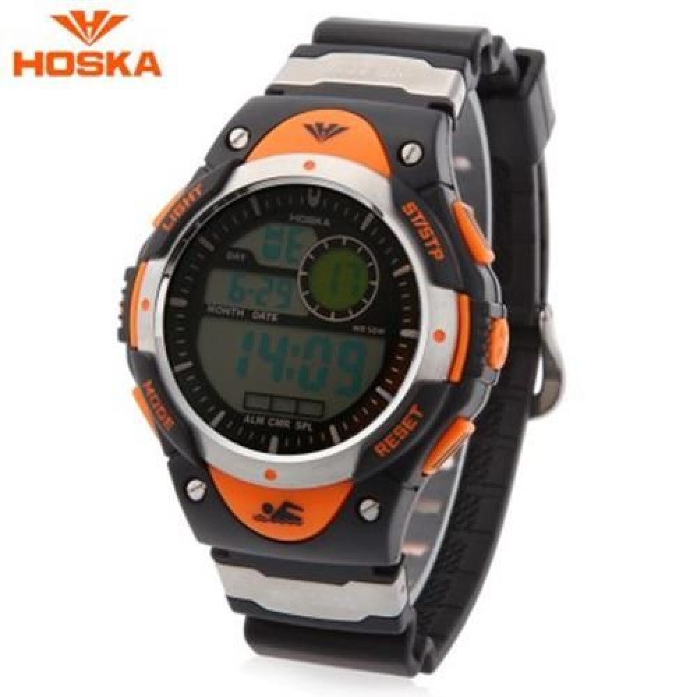 HOSKA H013B CHILDREN LED DIGITAL WATCH DATE DAY ALARM DISPLAY 5ATM SPORTS WRISTWATCH (ORAN HOSKA H013B CHILDREN LED DIGITAL WATCH DATE DAY ALARM DISPLAY 5ATM SPORTS WRISTWATCH (ORAN