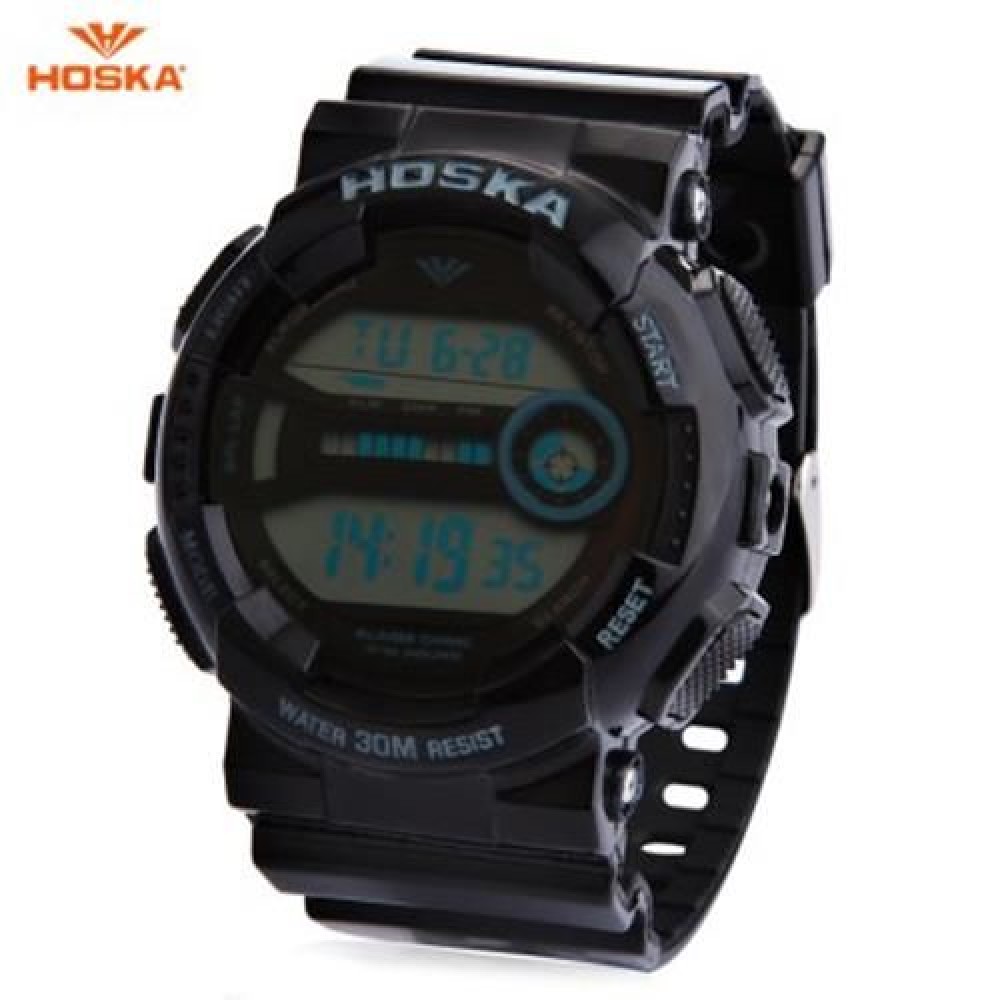 HOSKA H015B DIGITAL CHILDREN SPORT WATCH 3ATM STOPWATCH ALARM DATE DAY LED WRISTWATCH (BLA HOSKA H015B DIGITAL CHILDREN SPORT WATCH 3ATM STOPWATCH ALARM DATE DAY LED WRISTWATCH (BLA