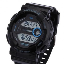 HOSKA H015B DIGITAL CHILDREN SPORT WATCH 3ATM STOPWATCH ALARM DATE DAY LED WRISTWATCH (BLA