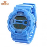 HOSKA H015B DIGITAL CHILDREN SPORT WATCH 3ATM STOPWATCH ALARM DATE DAY LED WRISTWATCH (BLU
