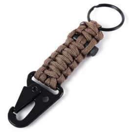 KEY HOOK WEBBING BUCKLE HANGING BELT CARABINER WITH FIRESTONE (LIGHT KHAKI)