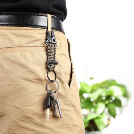 KEY HOOK WEBBING BUCKLE HANGING BELT CARABINER WITH FIRESTONE (CAMOUFLAGE)