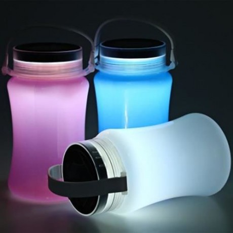 OUTDOOR SOLAR POWERED SILICONE BOTTLE LED CAMPING LANTERN WATERPROOF FOLDING LAMP (WHITE)