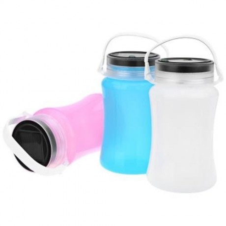 OUTDOOR SOLAR POWERED SILICONE BOTTLE LED CAMPING LANTERN WATERPROOF FOLDING LAMP (WHITE)