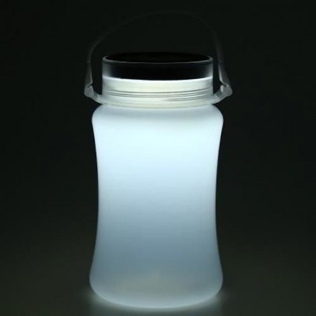 OUTDOOR SOLAR POWERED SILICONE BOTTLE LED CAMPING LANTERN WATERPROOF FOLDING LAMP (WHITE)