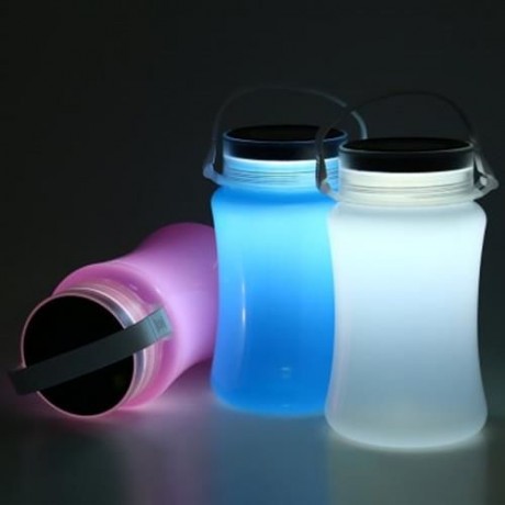 OUTDOOR SOLAR POWERED SILICONE BOTTLE LED CAMPING LANTERN WATERPROOF FOLDING LAMP (WHITE)
