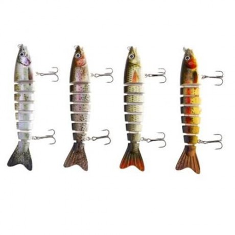 HS - 006 MINNOW 8 SECTIONS ARTIFICIAL FISHING BAIT BIONIC LURE WITH HOOK (COLORMIX)