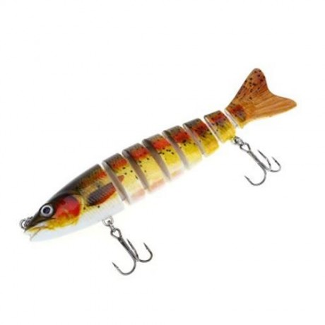 HS - 006 MINNOW 8 SECTIONS ARTIFICIAL FISHING BAIT BIONIC LURE WITH HOOK (COLORMIX)
