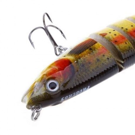 HS - 006 MINNOW 8 SECTIONS ARTIFICIAL FISHING BAIT BIONIC LURE WITH HOOK (COLORMIX)