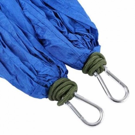 ONE PERSON ASSORTED COLOR PARACHUTE NYLON FABRIC HAMMOCK WITH STRONG ROPE (SAPPHIRE BLUE)