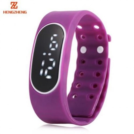 HENGZHENG DIGITAL WATCH DATE DISPLAY LED WRISTWATCH WITH TWO REPLACEABLE DIAL (PURPLE)