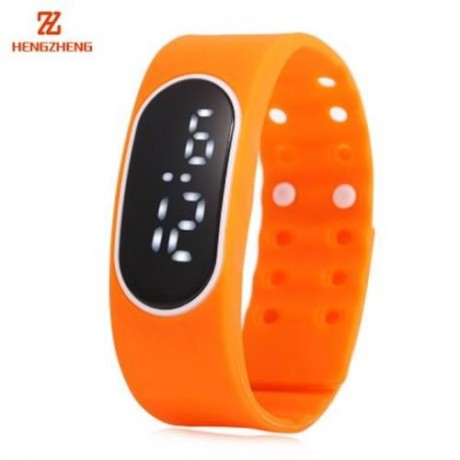 HENGZHENG DIGITAL WATCH DATE DISPLAY LED WRISTWATCH WITH TWO REPLACEABLE DIAL (ORANGE)