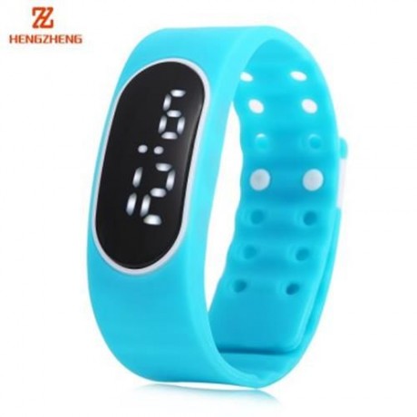 HENGZHENG DIGITAL WATCH DATE DISPLAY LED WRISTWATCH WITH TWO REPLACEABLE DIAL (LAKE BLUE)