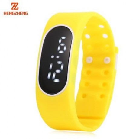 HENGZHENG DIGITAL WATCH DATE DISPLAY LED WRISTWATCH WITH TWO REPLACEABLE DIAL (YELLOW)