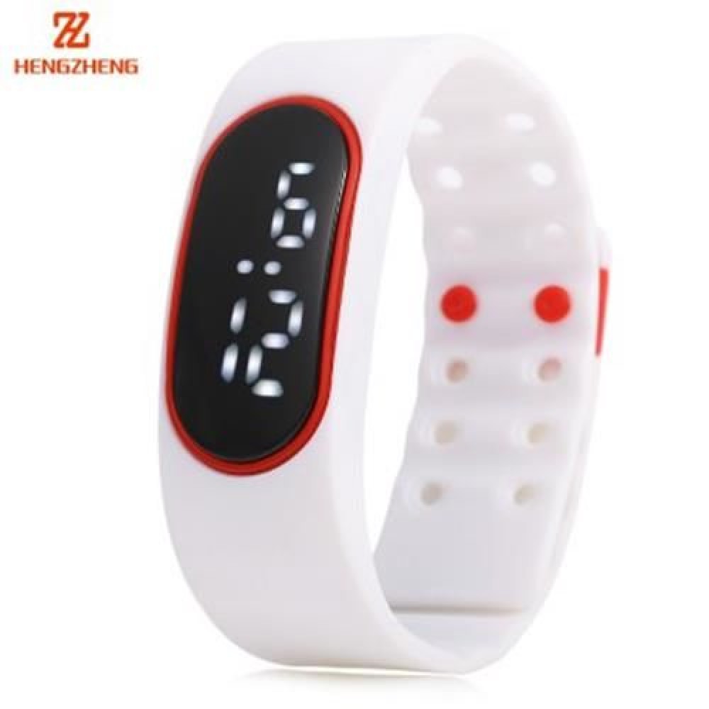 HENGZHENG DIGITAL WATCH DATE DISPLAY LED WRISTWATCH WITH TWO REPLACEABLE DIAL (WHITE)