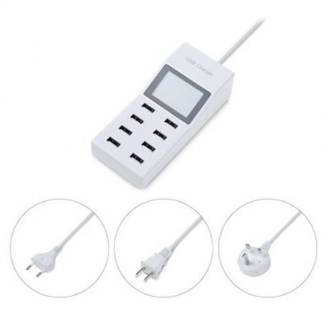 USB POWER ADAPTER 8 CHARGING PORTS FOR MOBILE PHONE TABLET (WHITE)