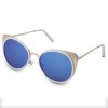 VINTAGE UNISEX CAT EAR DESIGN FROG MIRROR COLOR COATED SUNGLASSES (#2)