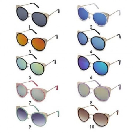 VINTAGE UNISEX CAT EAR DESIGN FROG MIRROR COLOR COATED SUNGLASSES (#2)