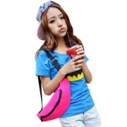 WATER RESISTANT FAKE SYNTHETIC RUBBER SHOULDER MESSENGER CHEST WAIST BAG FOR UNISEX (ROSE 