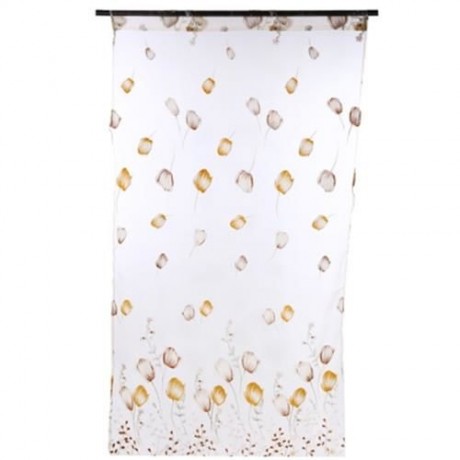 1M X 2M CHIFFON GAUZE VOILE WALL ROOM DIVIDER TULIP FLORAL PRINTED CURTAIN (SOIL)