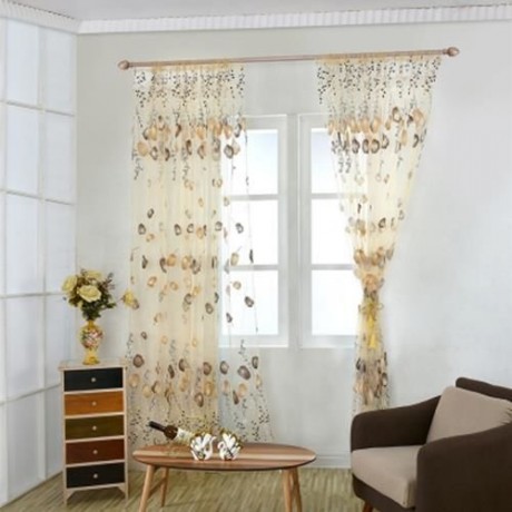 1M X 2M CHIFFON GAUZE VOILE WALL ROOM DIVIDER TULIP FLORAL PRINTED CURTAIN (SOIL)
