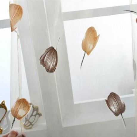 1M X 2M CHIFFON GAUZE VOILE WALL ROOM DIVIDER TULIP FLORAL PRINTED CURTAIN (SOIL)