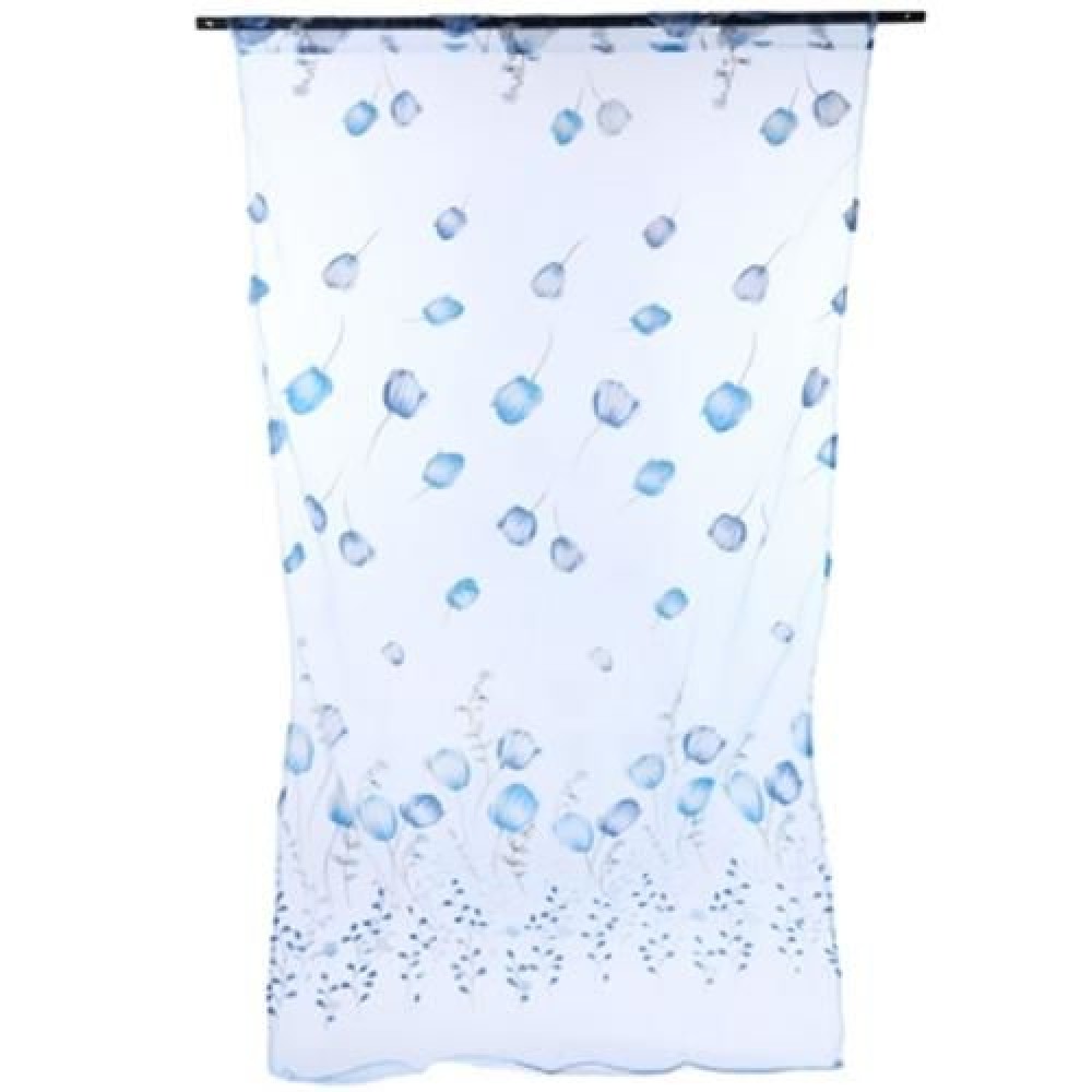 1M X 2M CHIFFON GAUZE VOILE WALL ROOM DIVIDER TULIP FLORAL PRINTED CURTAIN (BLUE)