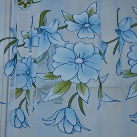 1M X 2M FLORAL PRINTED TULLE VOILE WALL ROOM DIVIDER CURTAIN (BLUE)