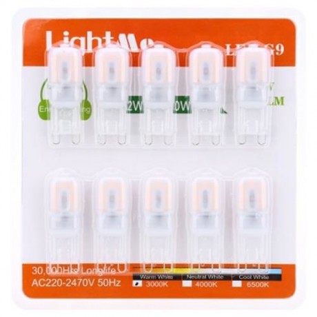 LIGHTME 10PCS G9 AC 220V 2W SMD 2835 LED BULB WITH 14 LEDS (WARM WHITE LIGHT)