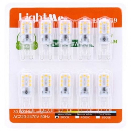 LIGHTME 10PCS AC 220V 2W G9 SMD 2835 LED LAMP WITH 14 LEDS (WARM WHITE LIGHT)