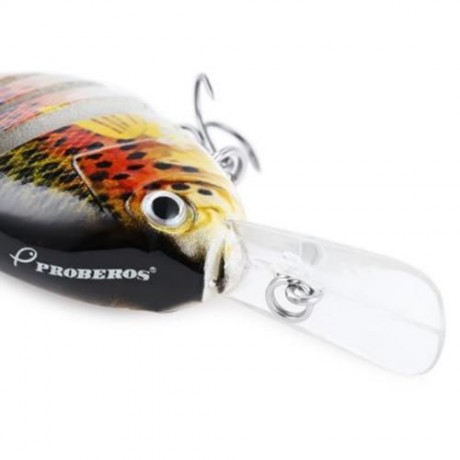 PROBEROS 10CM 6 PART LONG LIP WEEVER SHAPE CRANKBAIT HOOK LURE FISHING BAIT FOR OUTDOOR AC