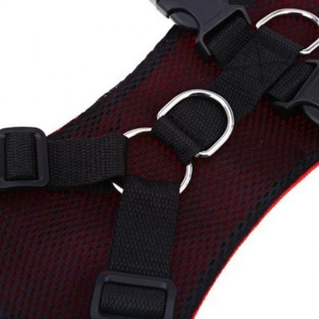 PET VEHICLE SAFETY SEAT BELT ADJUSTABLE DOG LEASH COLLAR CHEST HARNESS (RED)