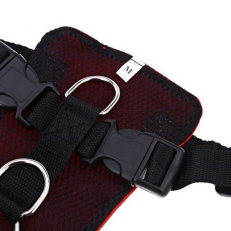 PET VEHICLE SAFETY SEAT BELT ADJUSTABLE DOG LEASH COLLAR CHEST HARNESS (RED)