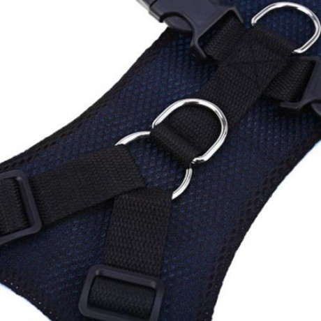 PET VEHICLE SAFETY SEAT BELT ADJUSTABLE DOG LEASH COLLAR CHEST HARNESS (BLUE)