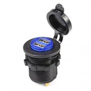 C941 5V 4.2A DOUBLE USB VEHICLE POWER PLUG BLUE WORK LIGHT WATER RESISTANT MOTORCYCLE SOCK