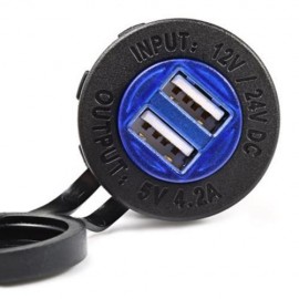 C941 5V 4.2A DOUBLE USB VEHICLE POWER PLUG BLUE WORK LIGHT WATER RESISTANT MOTORCYCLE SOCK