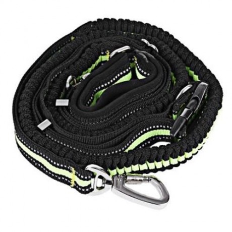 DUAL-HANDLE BUNGEE REFLECTIVE STITCHING ADJUSTABLE WAIST BELT DOG LEASH FOR RUNNING WALKIN