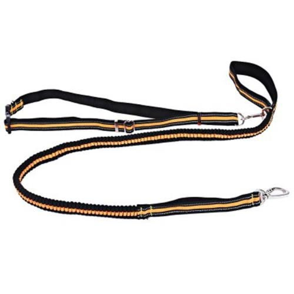 DUAL-HANDLE BUNGEE REFLECTIVE STITCHING ADJUSTABLE WAIST BELT DOG LEASH FOR RUNNING WALKIN