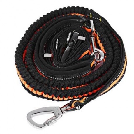 DUAL-HANDLE BUNGEE REFLECTIVE STITCHING ADJUSTABLE WAIST BELT DOG LEASH FOR RUNNING WALKIN