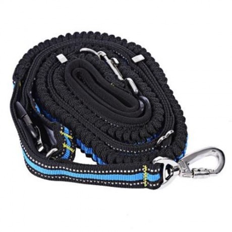 DUAL-HANDLE BUNGEE REFLECTIVE STITCHING ADJUSTABLE WAIST BELT DOG LEASH FOR RUNNING WALKIN