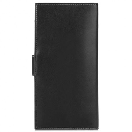 BAELLERRY SOFT METAL PLATE SNAP FASTENER LONG PHOTO MONEY CARD CLUTCH WALLET (BLACK)