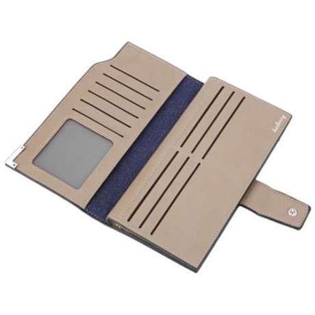 BAELLERRY SOFT METAL PLATE SNAP FASTENER LONG PHOTO MONEY CARD CLUTCH WALLET (BLACK)