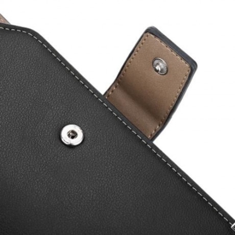 BAELLERRY SOFT METAL PLATE SNAP FASTENER LONG PHOTO MONEY CARD CLUTCH WALLET (BLACK)