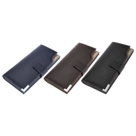 BAELLERRY SOFT METAL PLATE SNAP FASTENER LONG PHOTO MONEY CARD CLUTCH WALLET (BLACK)