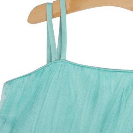 TRENDY SOLID COLOR GIRLS PRINCESS DRESS FOR PARTY (GREEN)