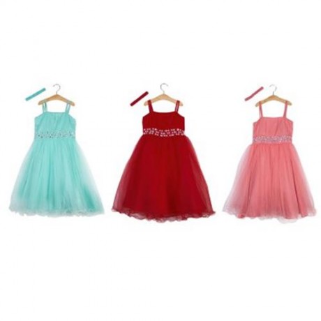 TRENDY SOLID COLOR GIRLS PRINCESS DRESS FOR PARTY (GREEN)