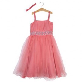 TRENDY SOLID COLOR GIRLS PRINCESS DRESS FOR PARTY (WATERMELON RED)