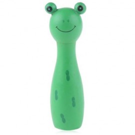 WOODEN MINI CARTOON BOWLING BALL SKITTLE GAME TOY ANIMAL SHAPE (GREEN)